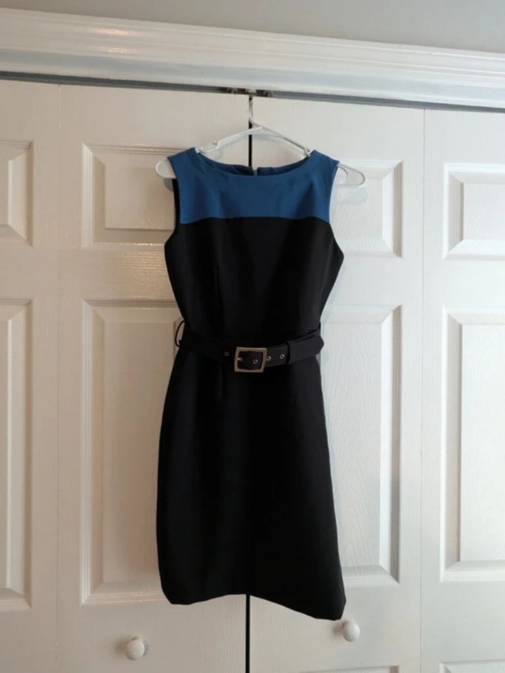 Banana Republic blue and black belted work dress